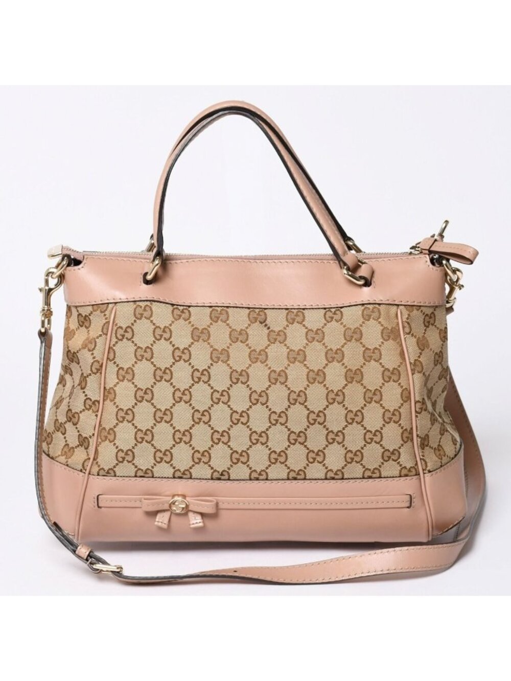 Gucci GG Canvas 2-Way Shoulder Bag Pink Brown